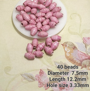 40 Beads Diameter 7.5mm Length 12.2mm Hole size 3.33mm