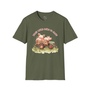 "Yeah! Going To Freezer Camp" Pigs in a truck unisex T-shirt