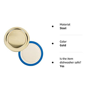 Superb Sealing Solutions Canning Lids - Mason Jar Wide Mouth Lid Toppers Fit Ball and Kerr Jars, 3.25 inch Food Grade with Thick Seals, USA Made, 60 Count, Gold