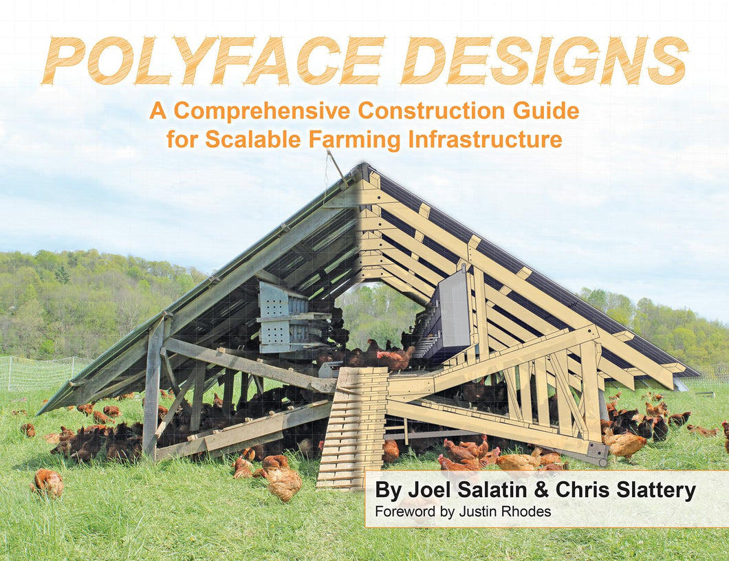 Book Cover to Polyface Designs: A comprehensive Construction Guide for Scalable Farming Infrastructure.